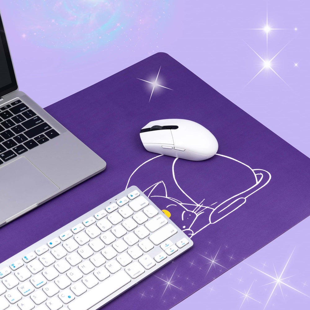 Load image into Gallery viewer, Moon Anime Desk Pad - Large Pink Purple Cat Luna Mat Mousepad