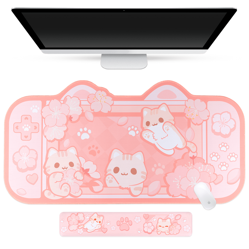 Load image into Gallery viewer, Sakura Cat Mousepad - Kawaii Desk Mat Mouse Pad with Wrist Support