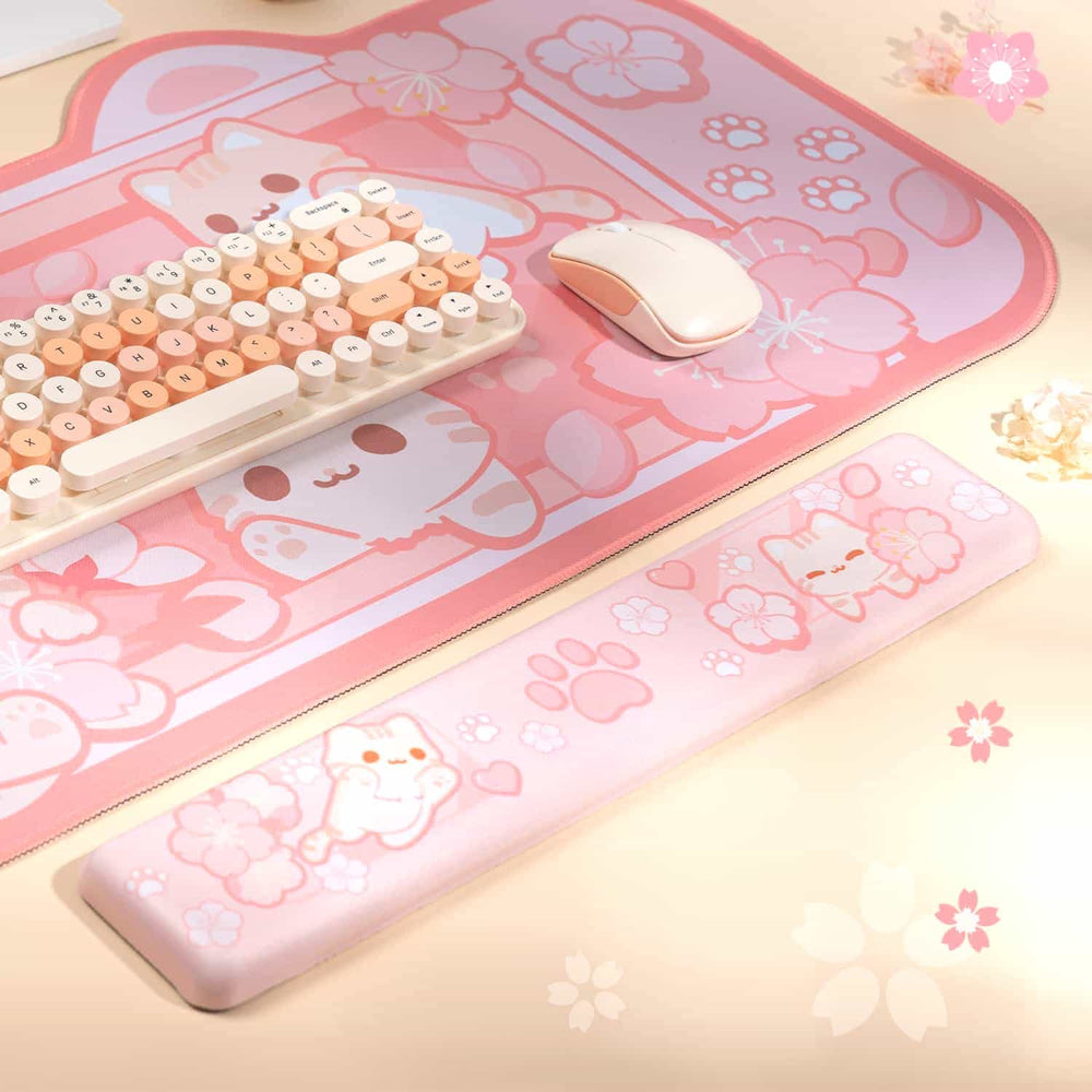 Load image into Gallery viewer, Sakura Cat Mousepad - Kawaii Desk Mat Mouse Pad with Wrist Support