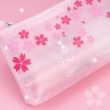 Load image into Gallery viewer, Sakura Pouch - Cute Glitter Clear Pink Pen Pencil Makeup Bag