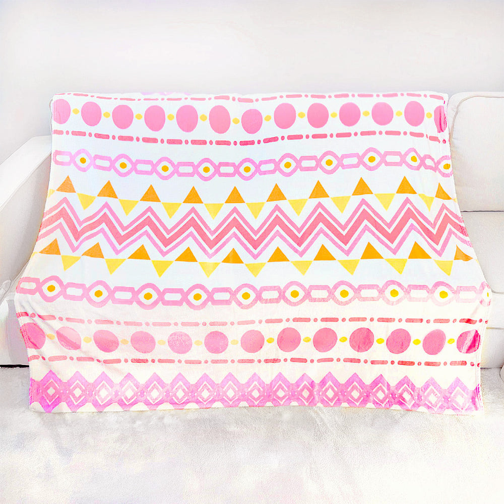 Load image into Gallery viewer, Kawaii Boho Blanket | Cozy Soft Pink Geometric Pattern Throw
