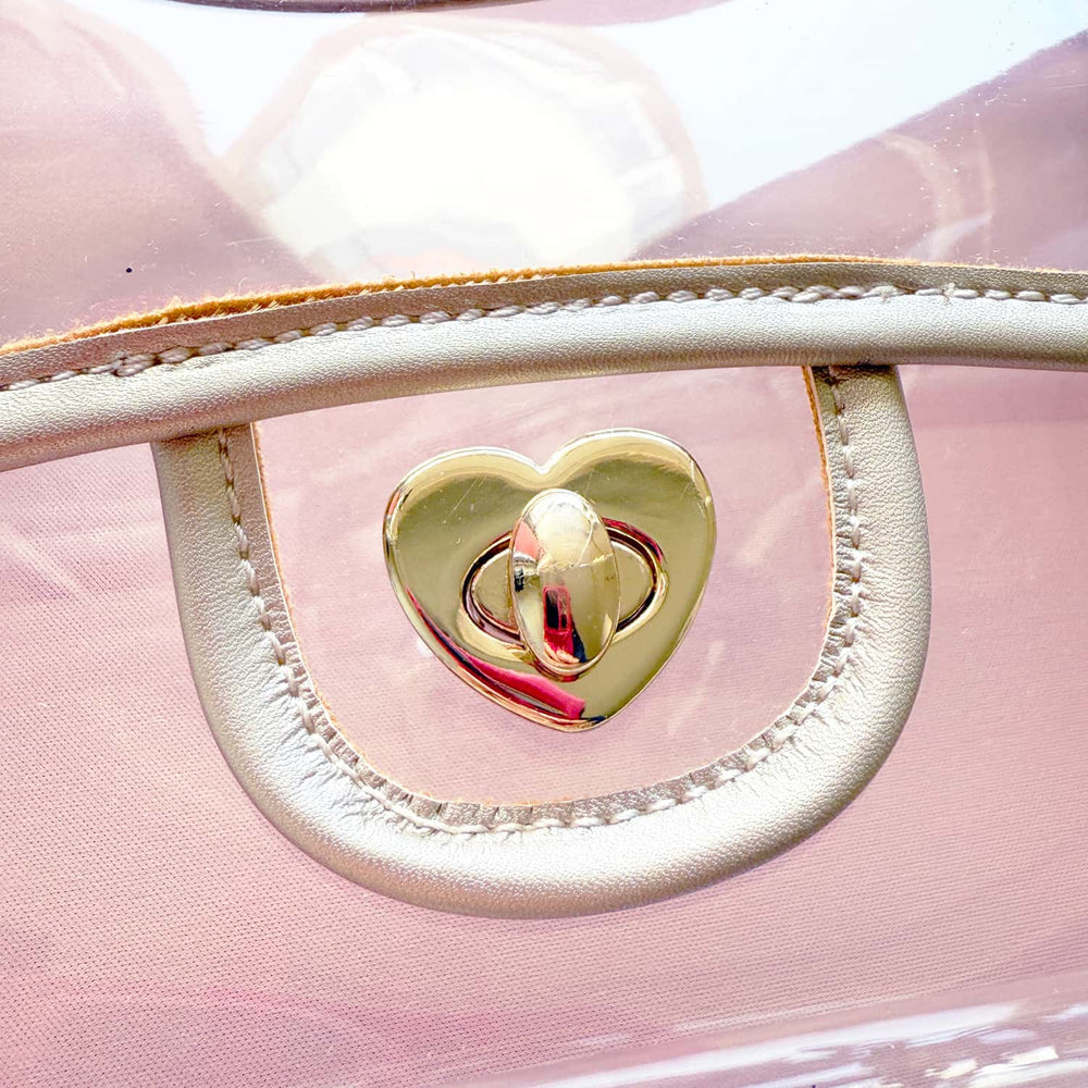 Load image into Gallery viewer, Cute Gold Clear Purse – Stadium Approved