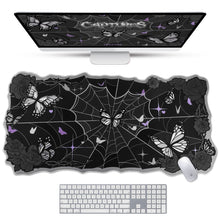 Load image into Gallery viewer, Butterfly Desk Pad | Rose Spider Web Halloween Witch Gothic Mousepad
