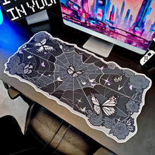Load image into Gallery viewer, Butterfly Desk Pad | Rose Spider Web Halloween Witch Gothic Mousepad