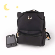 Load image into Gallery viewer, BelugaDesign Moon Backpack - Cute Black Anime Cat Ears