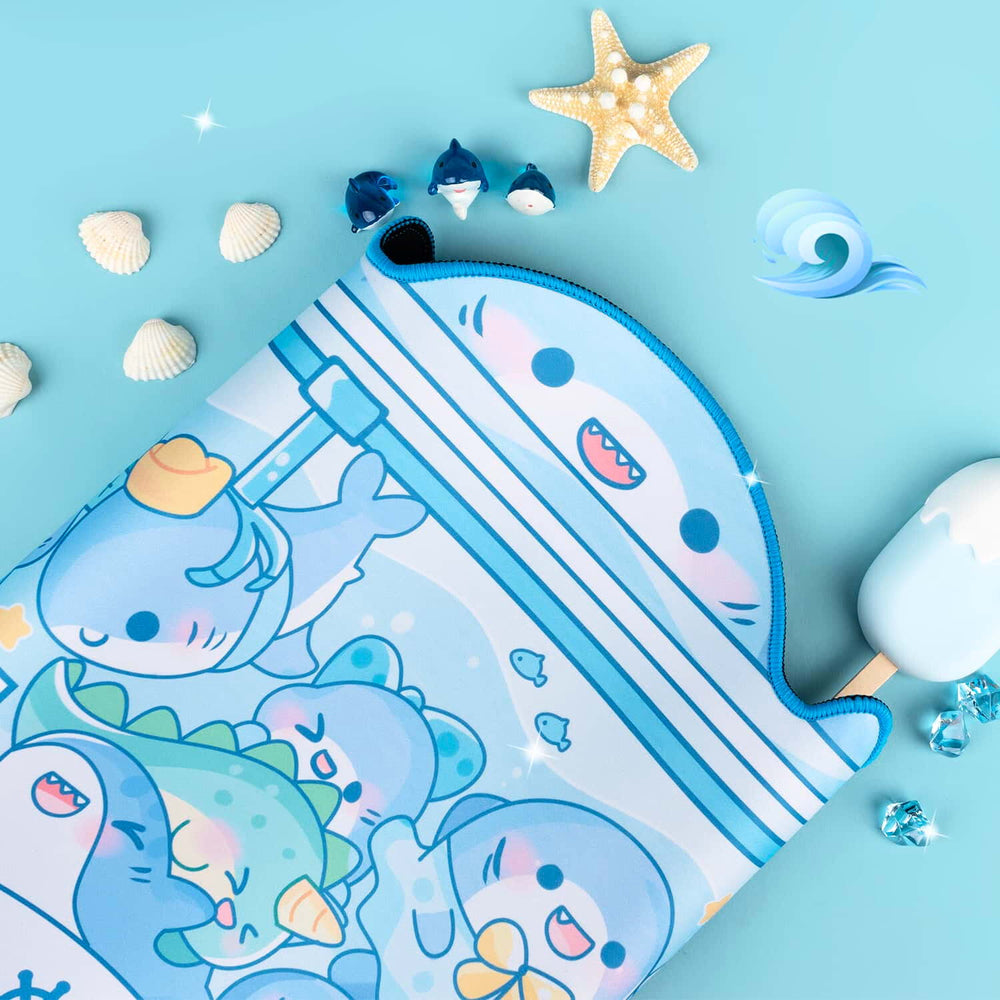Load image into Gallery viewer, Shark Desk Pad - Cute Blue Ocean Mousepad