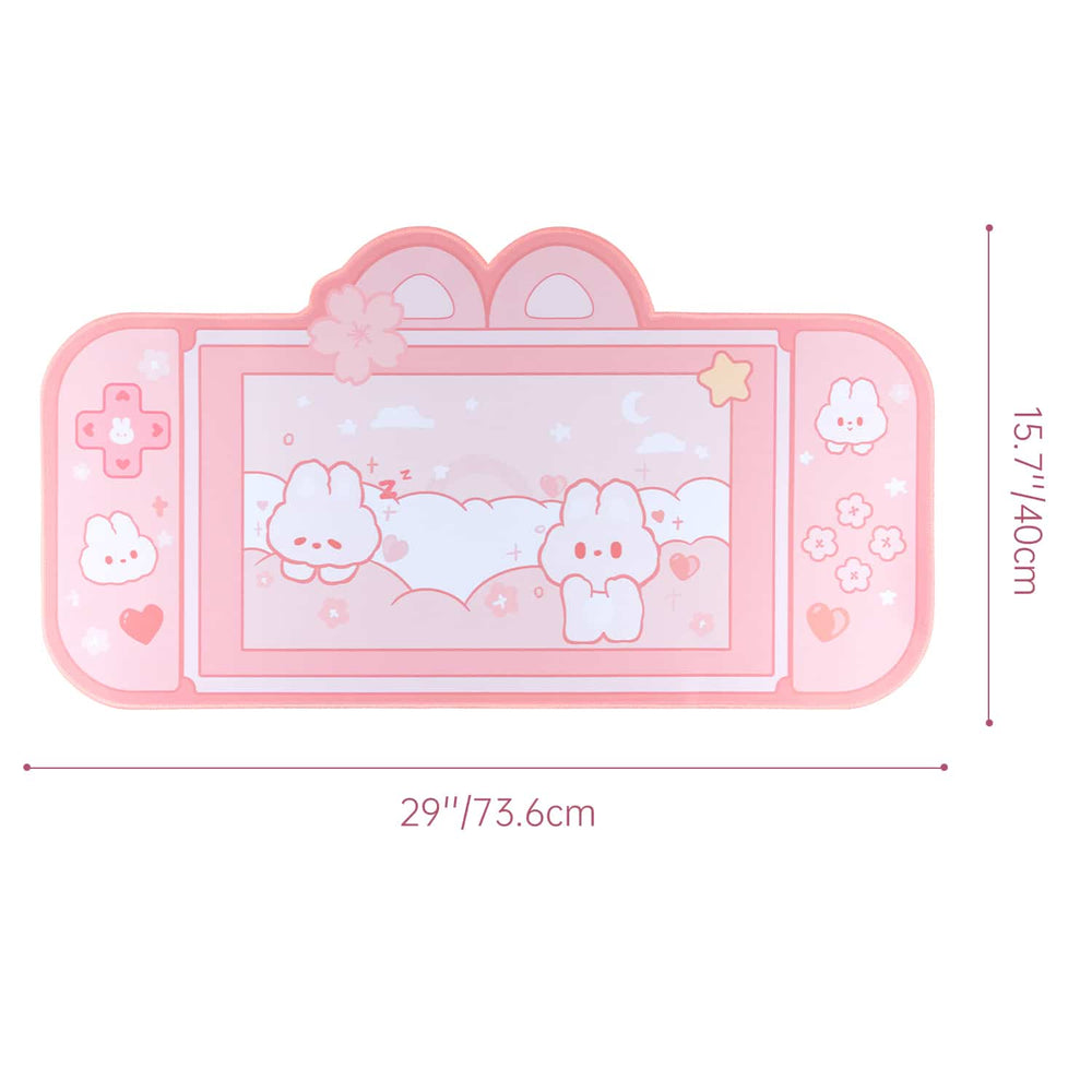 Load image into Gallery viewer, Bunny Pink Desk Mat - Cute Gaming Nintendo Switch Pad