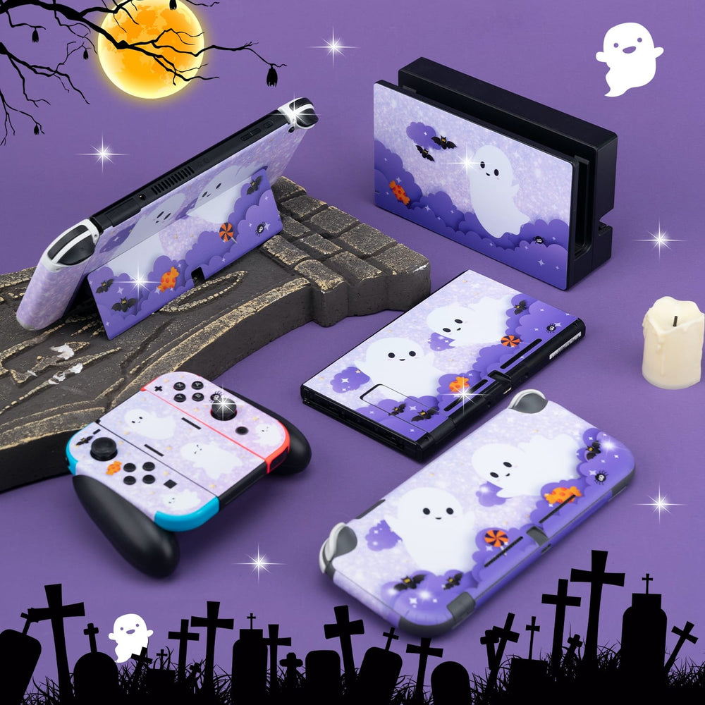 Load image into Gallery viewer, Ghost Skin - Purple Halloween Nintendo Switch OLED Standard Lite Skin