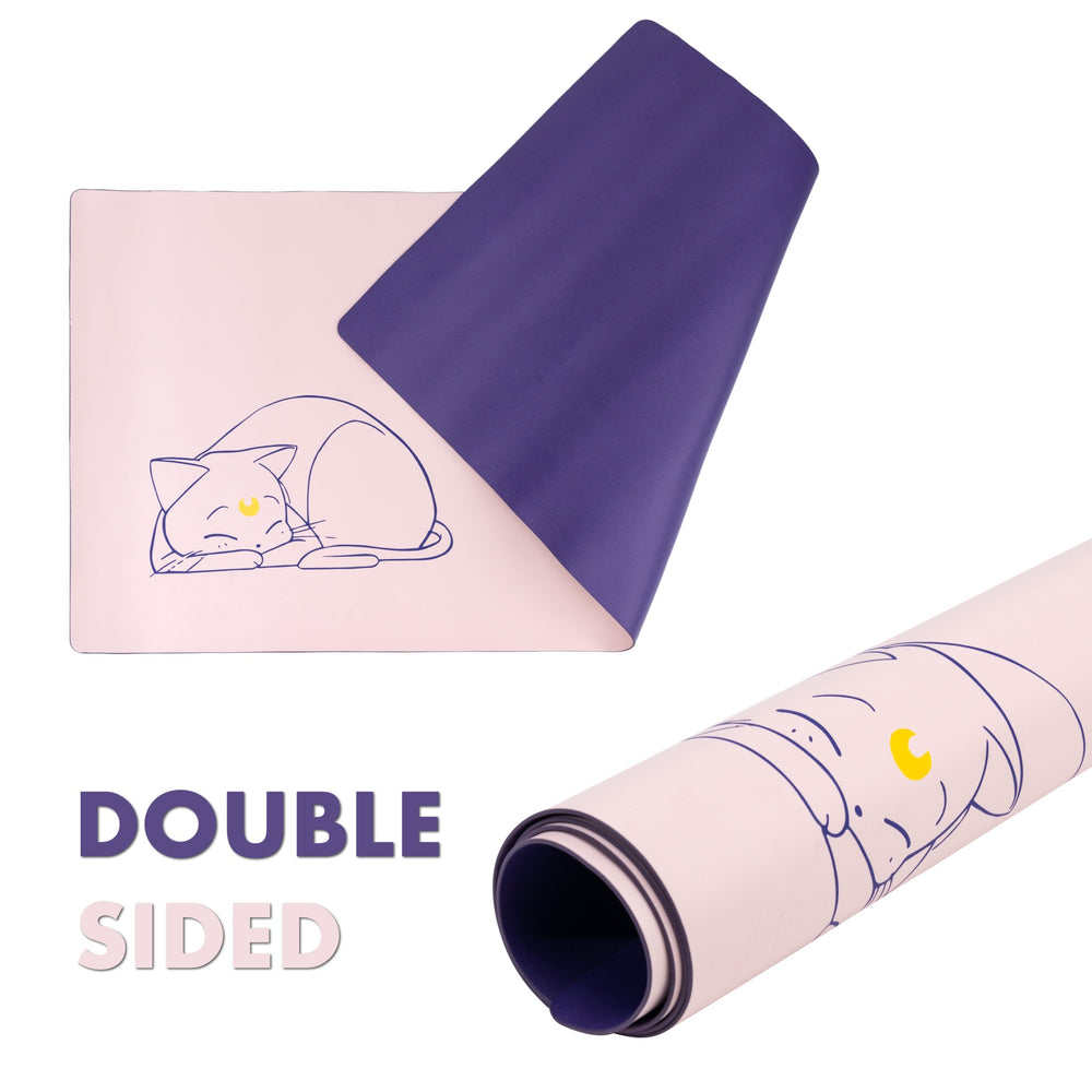 Load image into Gallery viewer, Moon Anime Desk Pad - Large Pink Purple Cat Luna Mat Mousepad