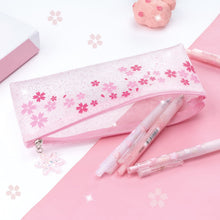 Load image into Gallery viewer, Sakura Pouch - Cute Glitter Clear Pink Pen Pencil Makeup Bag
