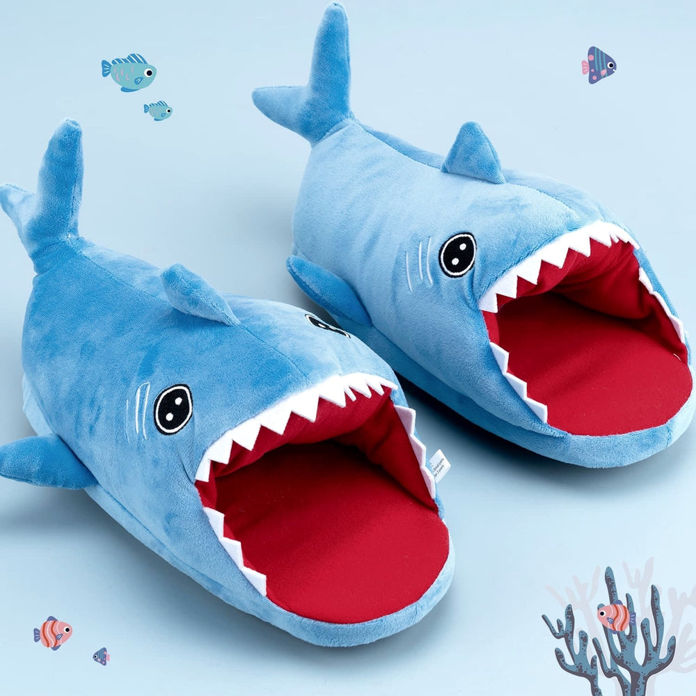 Load image into Gallery viewer, Shark Slippers - Blue Animal Home Shoes for Women
